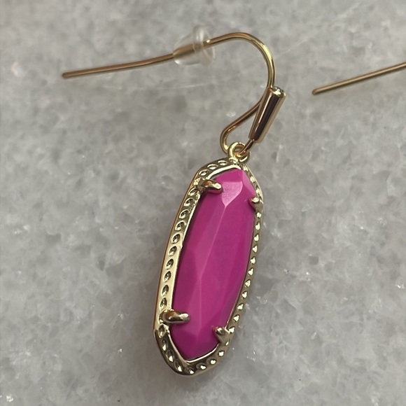 Kendra Scott Eleanor Small Drop Earrings Magenta Gold genuine stone Jewelry New - Picture 2 of 4